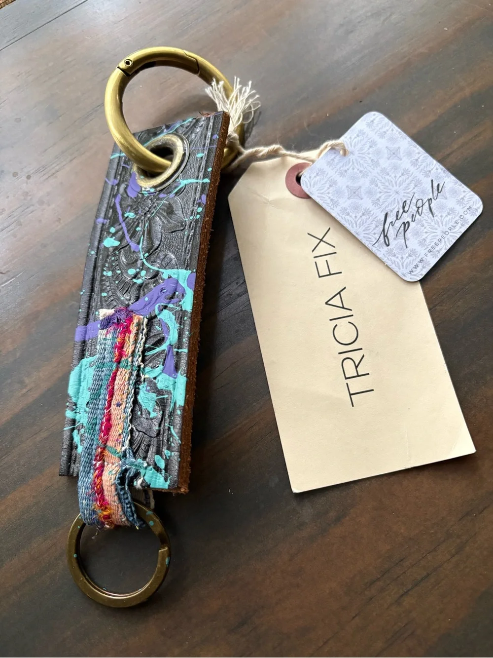 Free People Tricia Fix Rare Splatter Key ring/ Bag charm🔥New with tags!